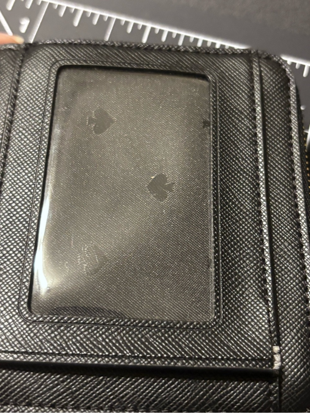 kate spade black zip card wallet gold logo damage noted-id slot See PHOTOS - Picture 4 of 14
